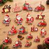 Holiday Gift Tags 12/24/36Pcs Christmas Wooden Ornaments, Santa Claus Red Truck Hanging Decorations with Rope, Decor Xmas Tree Pendant, for
