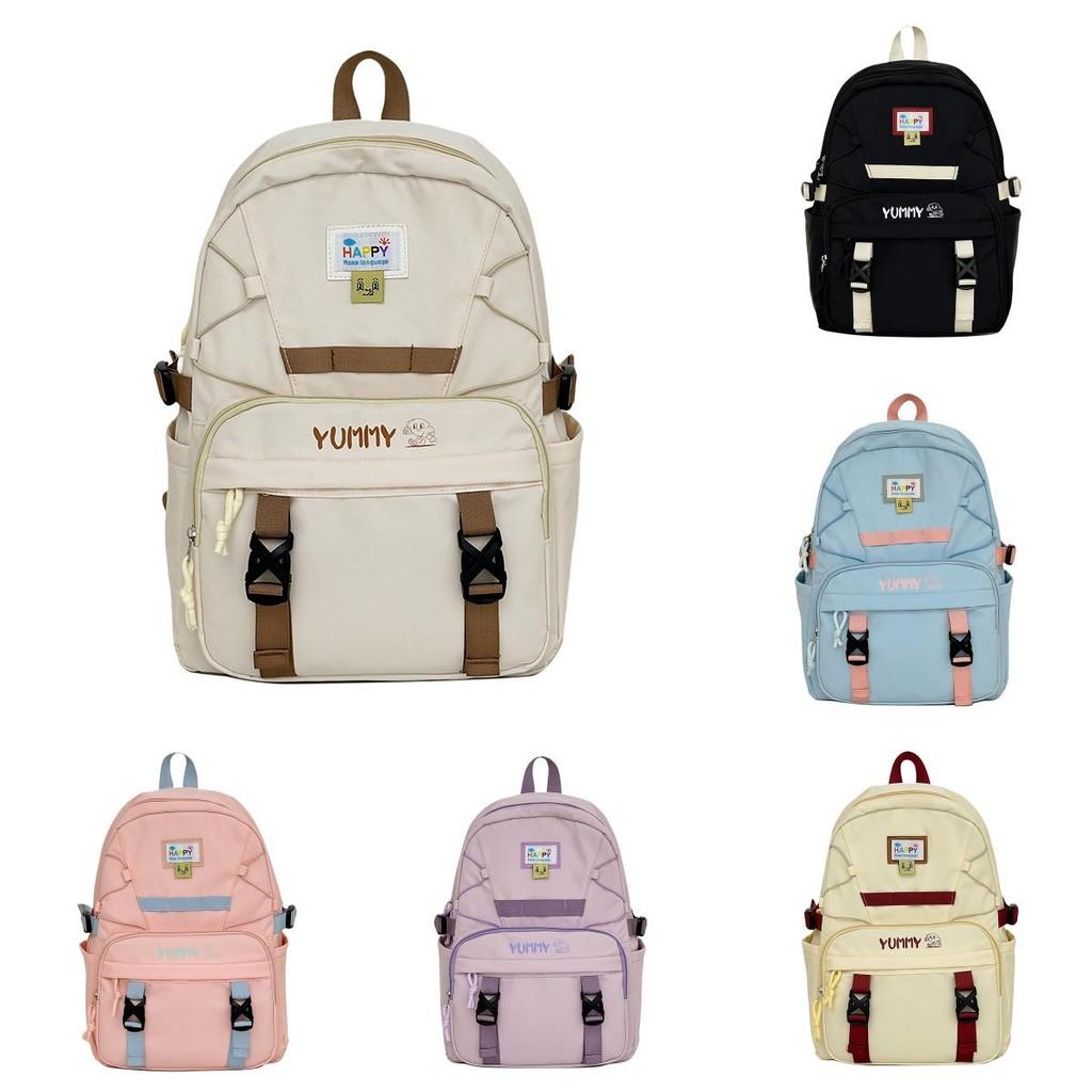 Large Capacity Yummy Letter Print Nylon Backpack For Girls And Boys With Breathable Design For School And College Use