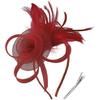 Fascinator Hat with Flower Mesh Ribbon Feather On Headband and Clip Derby Tea Party Headwear for Women Wedding Hair Accessory