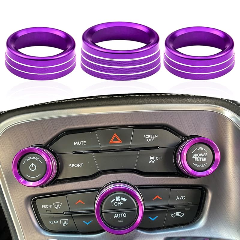 for Dodge Challenger Charger (2015-2021) AC Climate Control Knob Cover Auto Volume Tune Switch CD Button Trim Compatible for Chrysler 300 300s