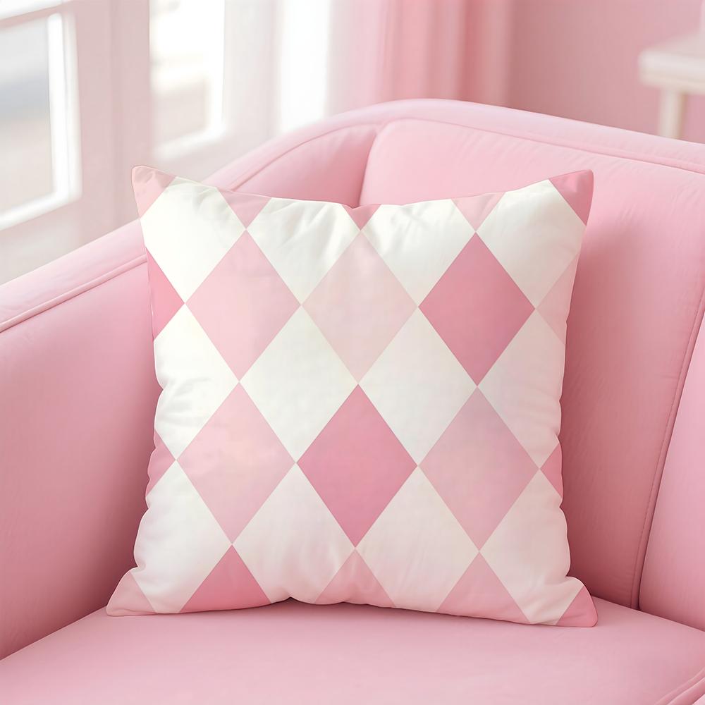 Colorful checkered pattern Cushion Cover Pillow Case Soft Skin Friendly Fabric Comfort Concealed Zipper