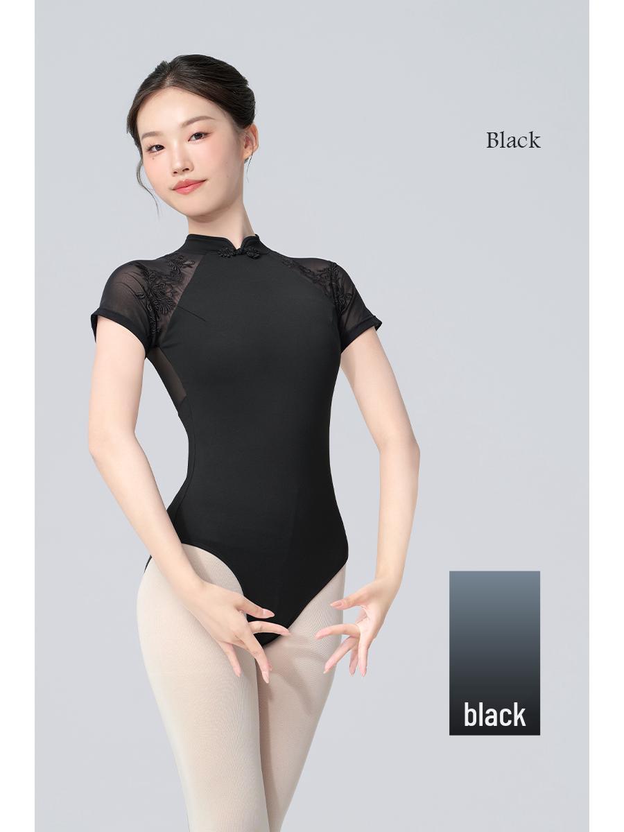 Взрослый женский черный купальник: Новый костюм для балета и гимнастики в китайском стиле S