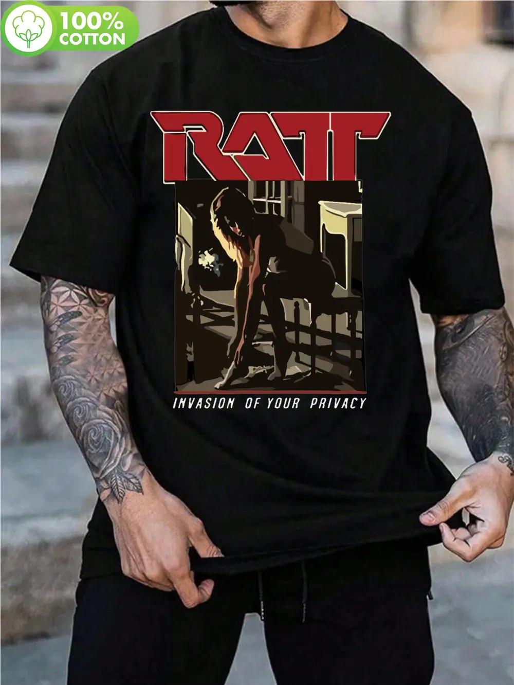 

Original RATTA 1985 Tour Vintage Graphic T-shirt for Men - 100% Cotton Relaxed Fit Short Sleeve Tee with Bold INVASION OF YOUR PRIVACY Print L