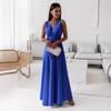 2025 European & American Spring/Summer Women's Solid Color V-Neck Evening Gown