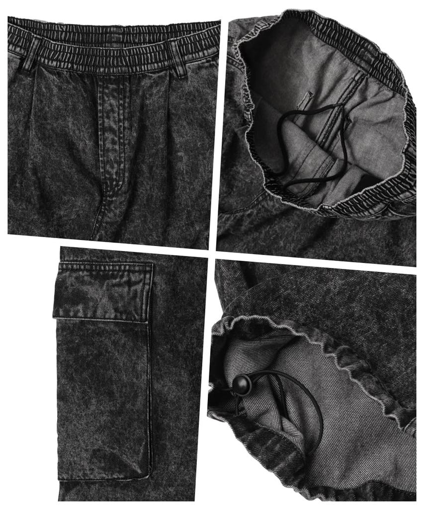 WEGO Denim Easy Cargo Size Lightly Denim Finish Men's Pants, L,