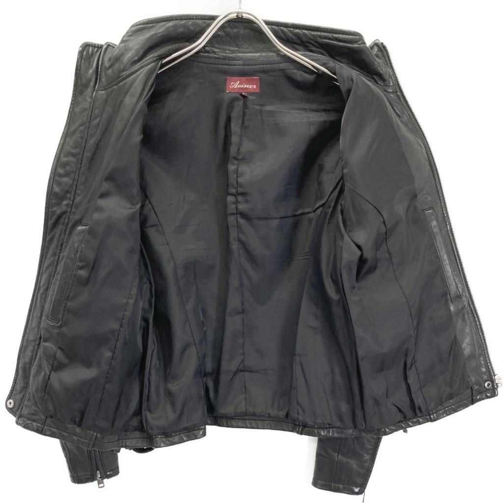 AVIREX 6201008 Jehnčí kůže Jednobundová jezdecká bunda Bunda S černáPoužitá