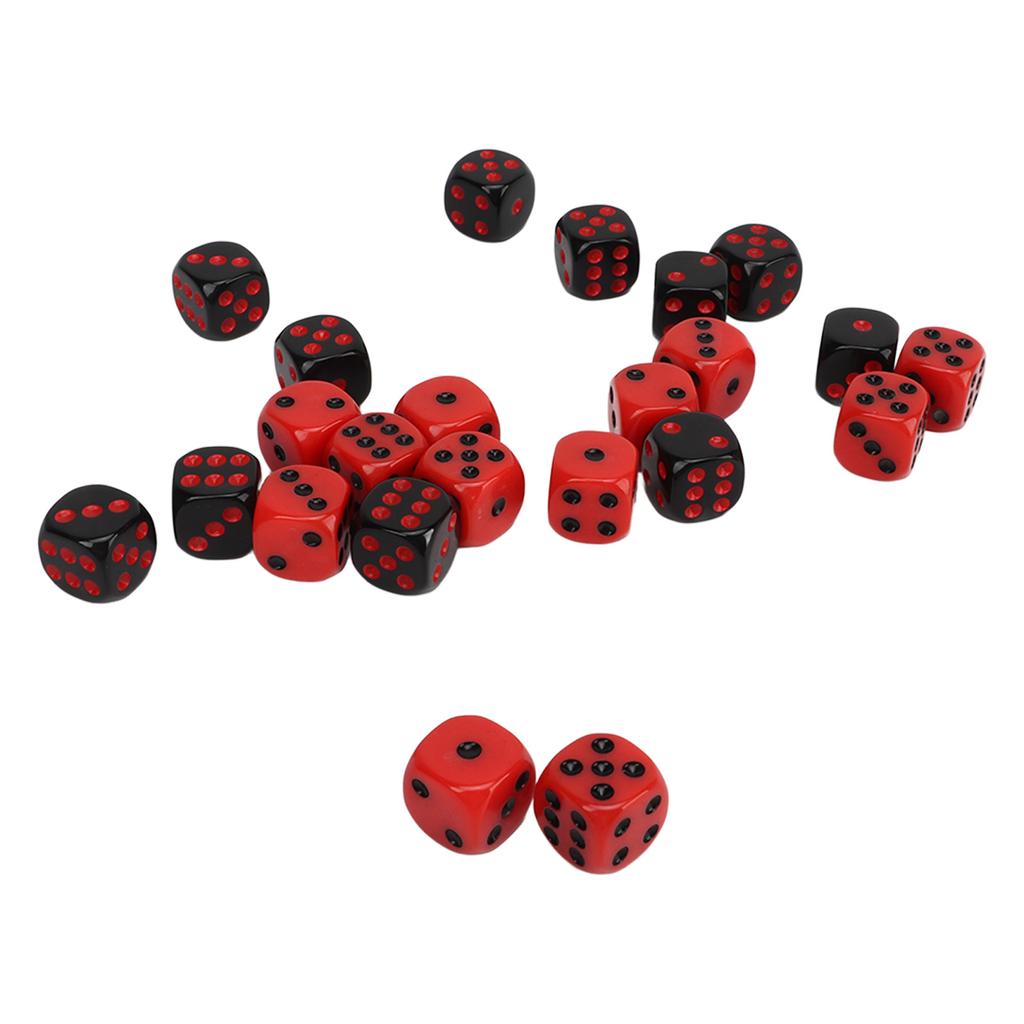 48PCS 6 Sided Dices Black and Red Plastic Waterproof Table Game Dice Set for Party Bars Club