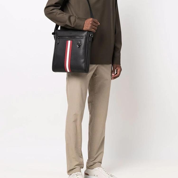 Bally Mecoy Classic Letter Logo Business Commuter Zipper Leather Messenger Bag Men bags Black 6238764