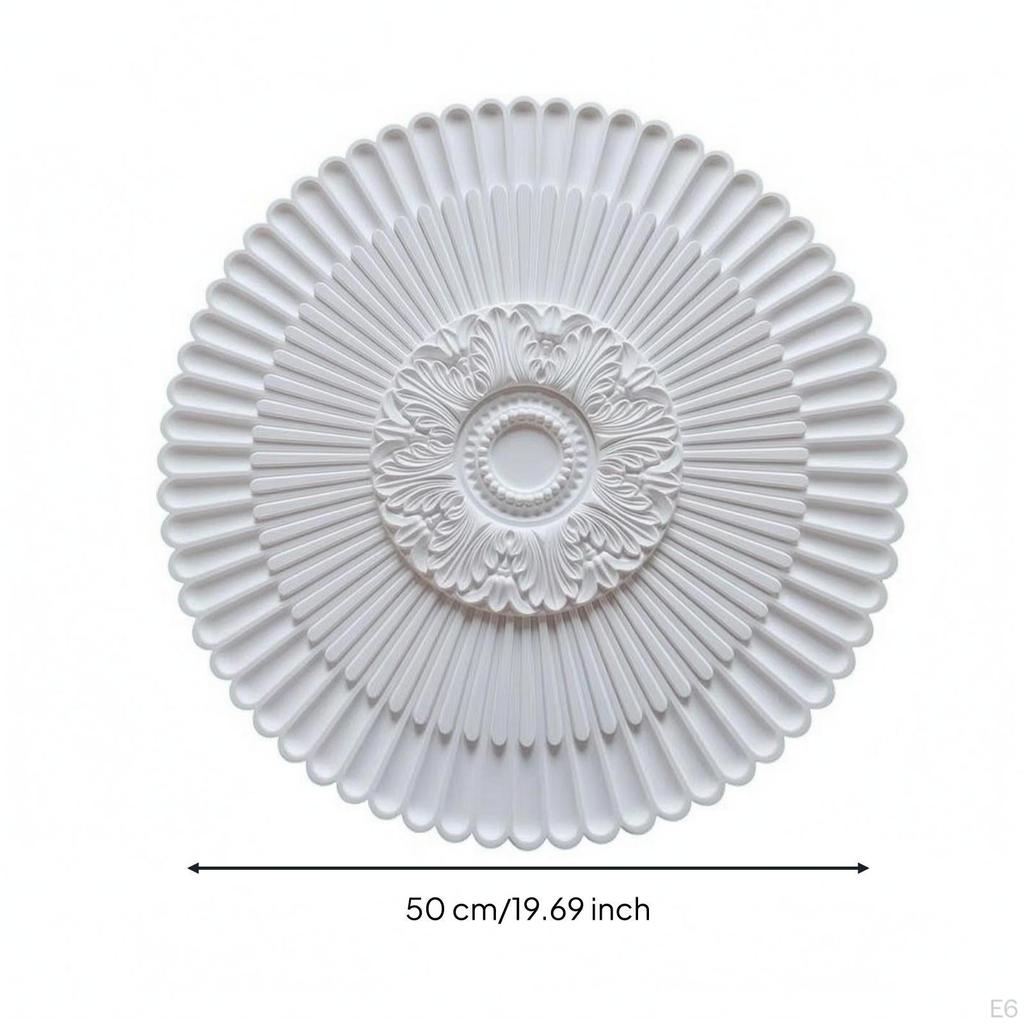 Round Overhead Medallion Carved Relief Ornamental White Lamp Base Panel G 50CM