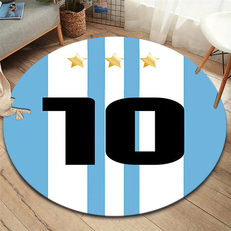 Lionel Messi Round Area Rug,Carpet Rug for Living Room Bedroom Sofa Playroom Decor,Non-slip Floor Mat