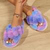 Fashion Pink Faux Fur Cross Strap Fluffy Slippers Women Winter 2025 Thick Warm Long Plush Home Slippers Woman Non Slip Floor Shoes Flats