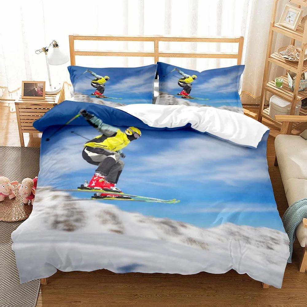  Mountain Ski Extreme Duvet Cover Set UK Single Double Queen US Twin Full King Size pkm Bed Linen Set