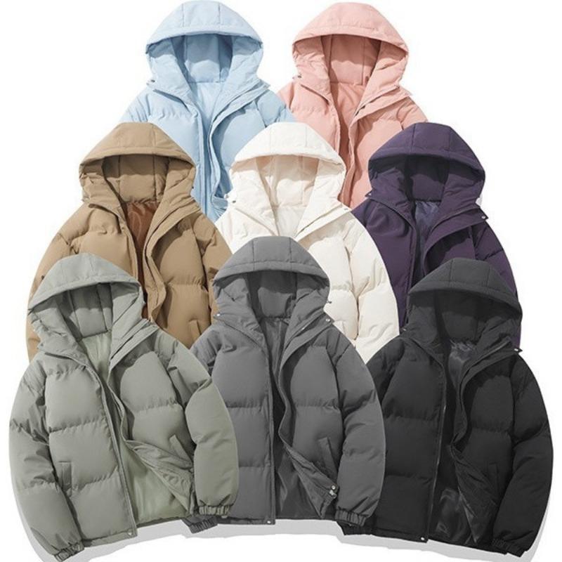 2025 winter new loose hooded solid color thickened warm thickened couple bread clothes and cotton clothes without trend cotton clothes