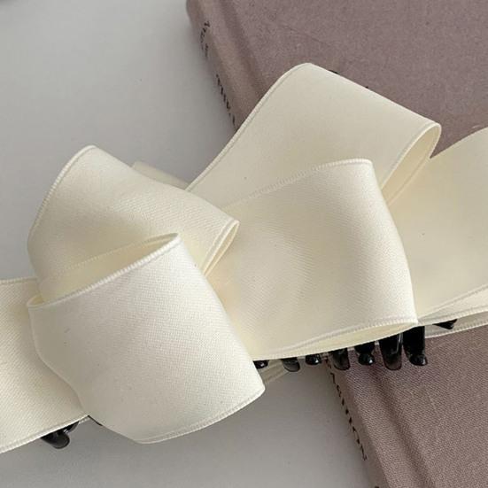 Women Hair Clip Anti-slip Teeth Three-Dimensional Bow Design Strong Grip Hair Claw Satin Texture Ponytail Holder Versatile Hair Accessory