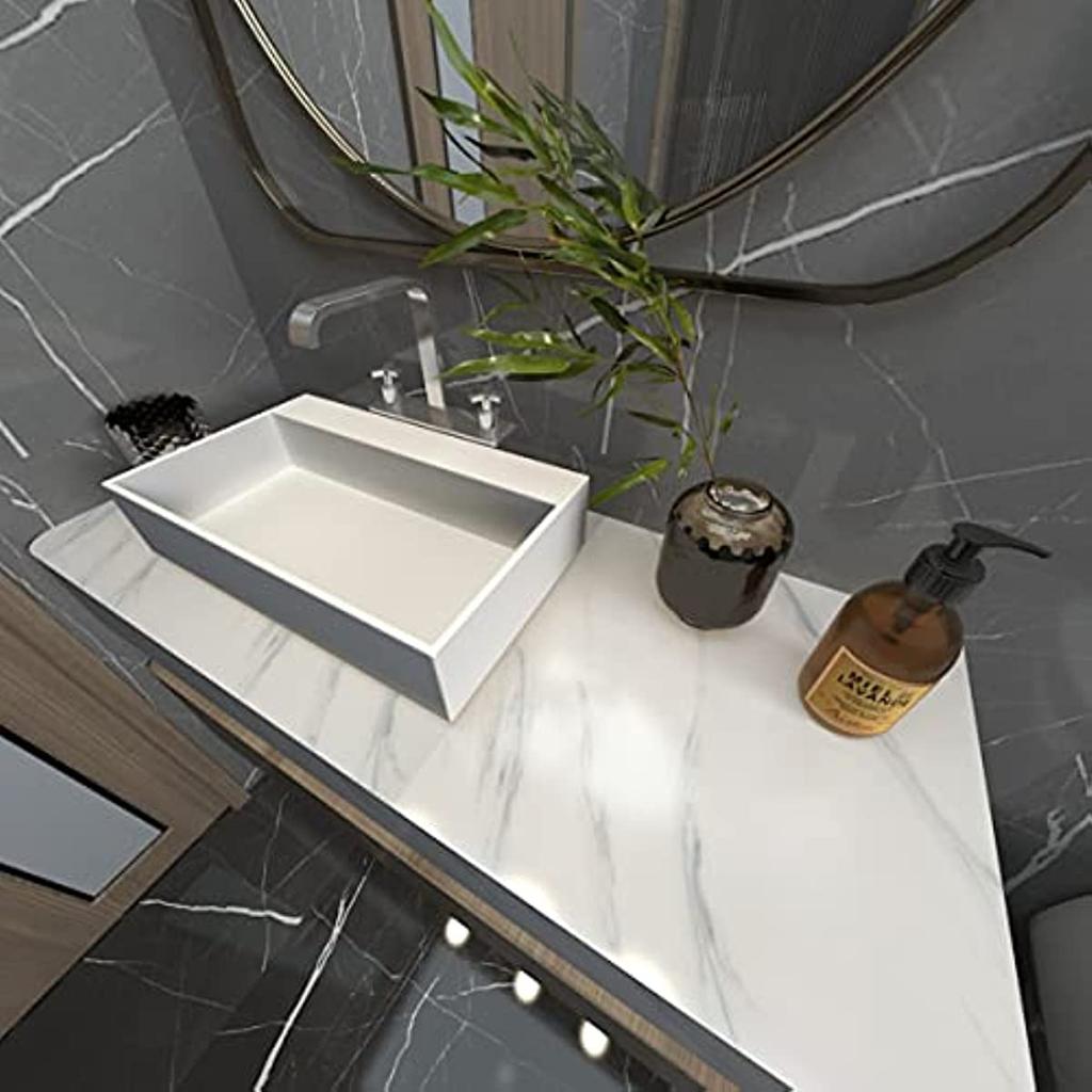 White Marble Wallpaper Glossy Peel and Stick Granite Wall Paper Waterproof Countertop Contact Paper Self Adhesive Wall Sticker