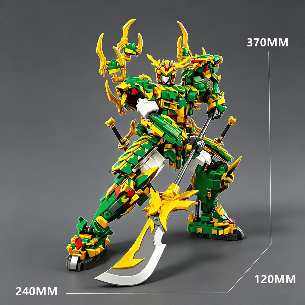 King Mecha Deformation Robot Assembled Building Blocks of Mountain and Sea Scriptures Holy Beast Green Dragon Toy