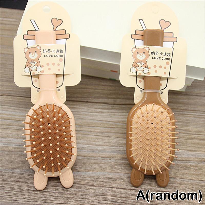 

Мини-расческа для медвежьих ушей с подушкой безопасности, коричневая расческа на воздушной подушке, антистатический массаж головы, макароны, парикмахерские, подарок для девочек, забота о здоровье, красота A