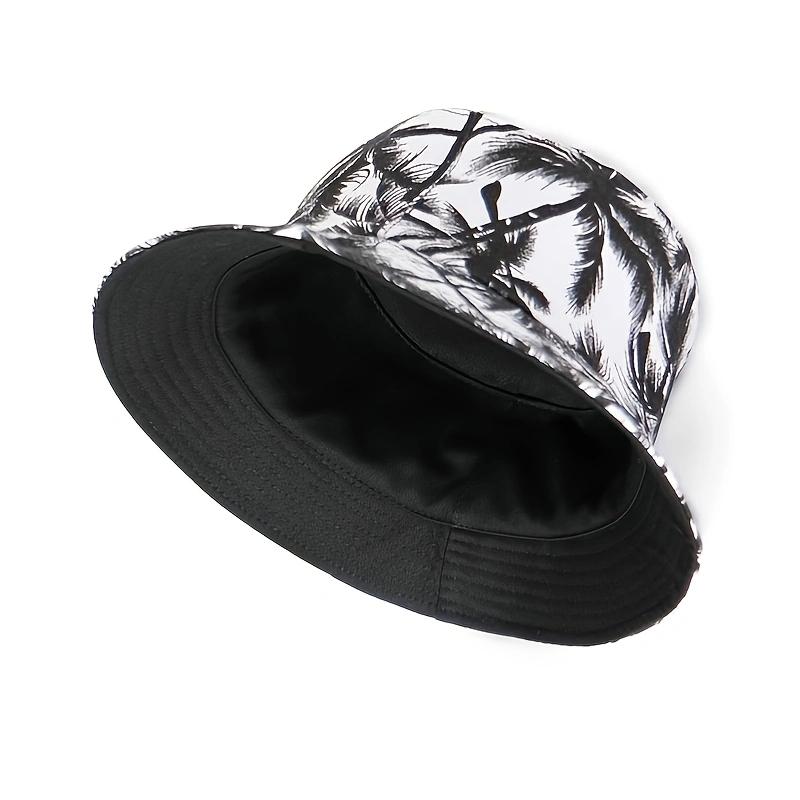 New Unisex Tropical Coconut Tree Print Personality Bucket Hats Fishermen Caps Outdoor Casual Cap Sunscreen Hat