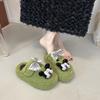 Cute Cartoon Mickey Non-slip and Versatile One-word Fluffy Slippers Women's 2025 Autumn and Winter New Thick-bottomed Warm Cotton Slippers