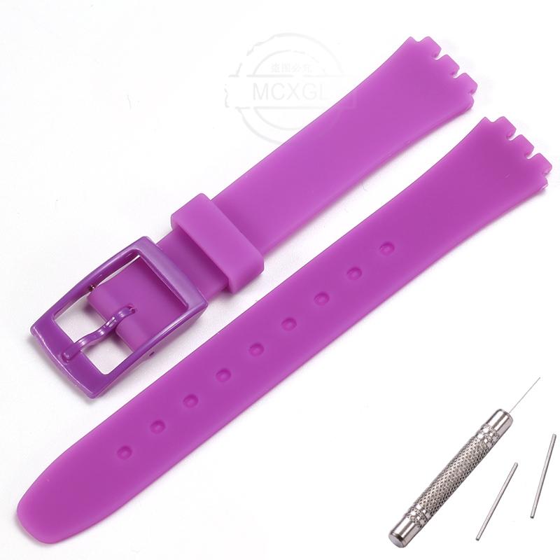 Soft Silicone Watchband Suitable For Swatch 12mm Girls Ladies Strap Colore Waterproof Wrist Bracelet Watch Accessories