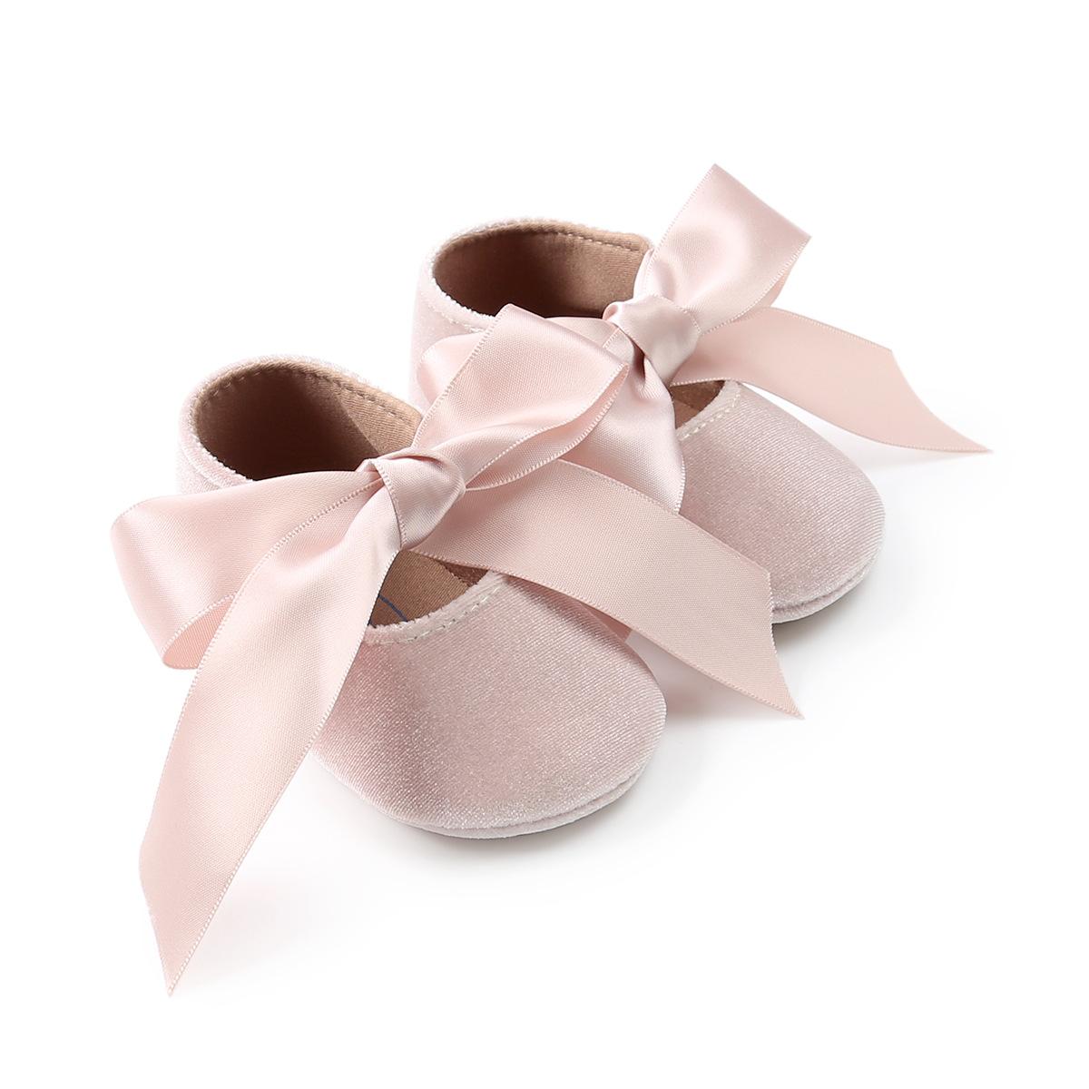 

Meckior Baby Girl Shoes Princess Ballet Slippers Non-slip Flat Soft-sole Cotton Rubber Crib Butterfly-knot Infant First Walkers 20
