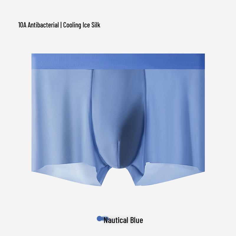 Men's Breathable Ice Silk Boxer Briefs: Lightweight, Antibacterial, Seamless, Plus-Size Underwear for Summer