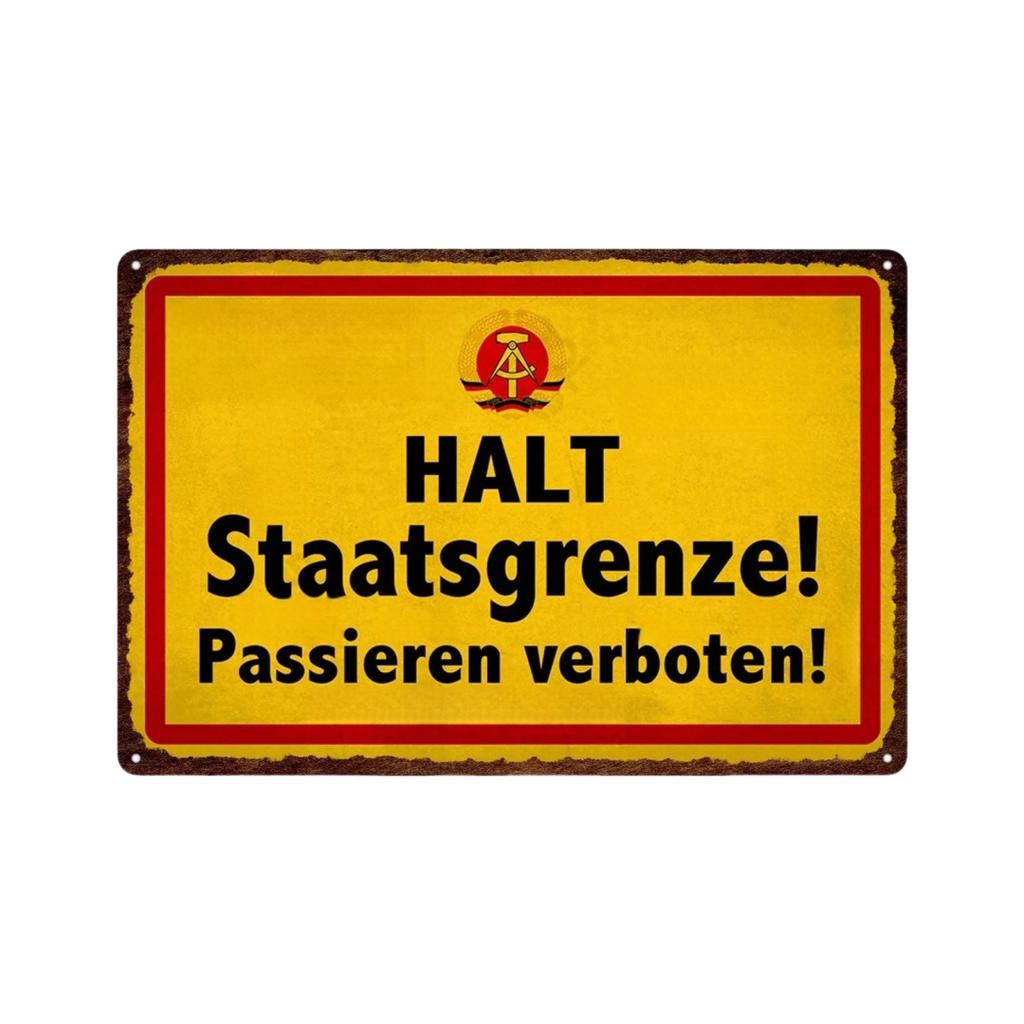 Germany HALT STÓJ Achtung Metal Sign German Warning Signs Hazardous Area Placards Vintage Plaque Plate Wall Decorative