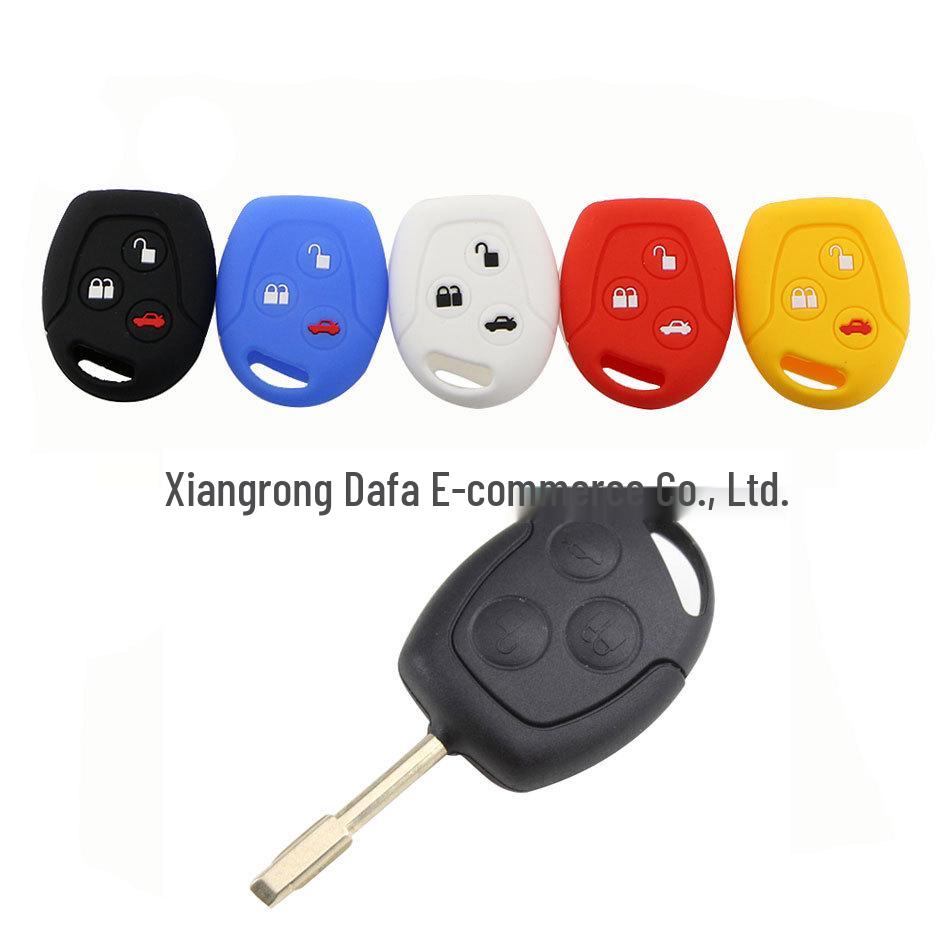 Ford Transit 3-Button Silicone Key Case - Soft Rubber Protective Cover for Focus Key