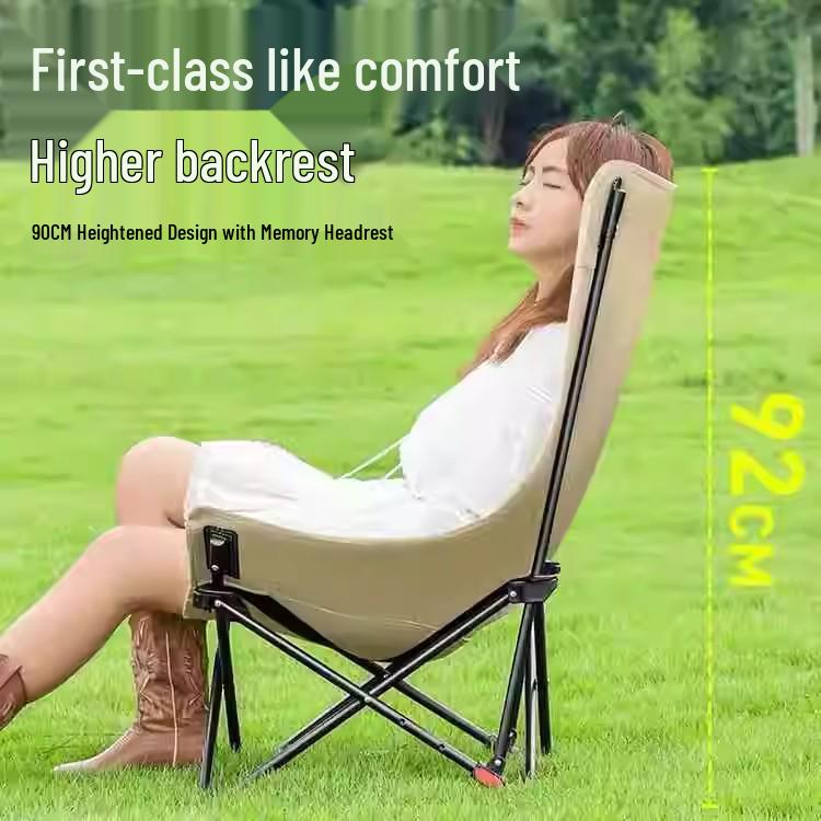 Cadeira Lunar Metálica Dobrável Portátil para Exterior - Design de Encosto Baixo para Acampamento e Piqueniques