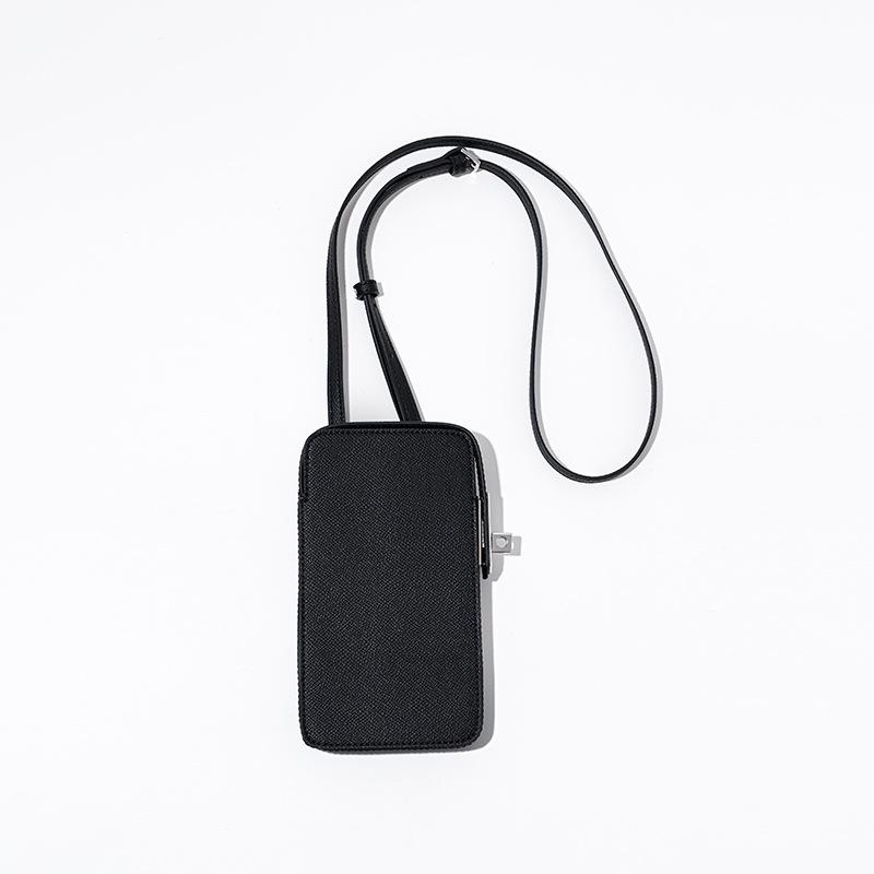New Fashionable Versatile Lock Mobile Phone Bag Palm Pattern Leather Box Bag Simple Solid Color Messenger Mini Bag Women