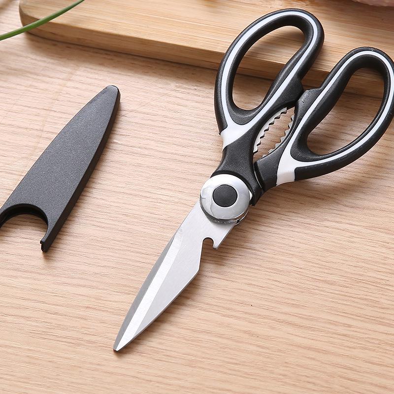 Stainless Steel Heavy Sharp Multifunction Kitchen Shears with Walnut Clip for Effort Saving