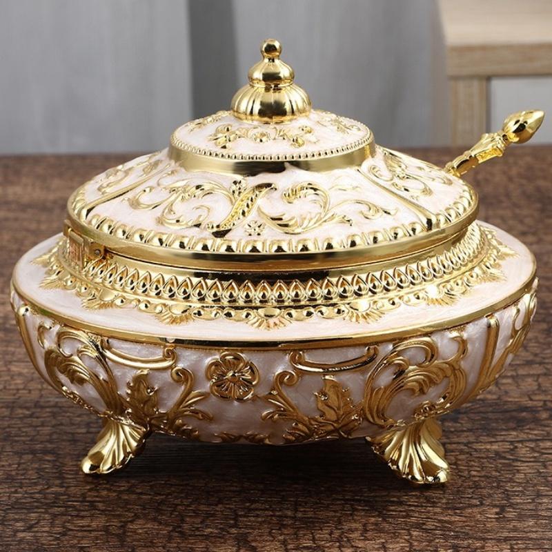 Barattolo per Chicchi di Caffè, Fiore Inciso in Lega Con Coperchio Contenitore di Lusso per Condimenti Organizer per Zucchero, Barattolo per Conservazione Sale, Decorazione da Cucina