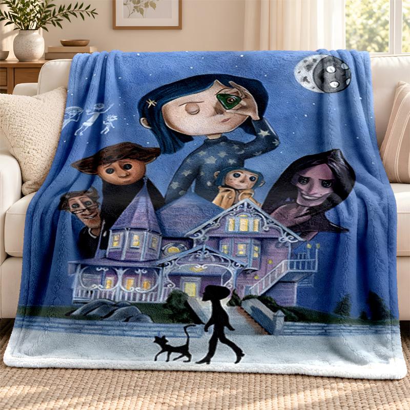 Coraline blanket Flannel Blanket Soft Cozy Plush Throw for Sofa Bed Lightweight Home Decoration Outdoor camping