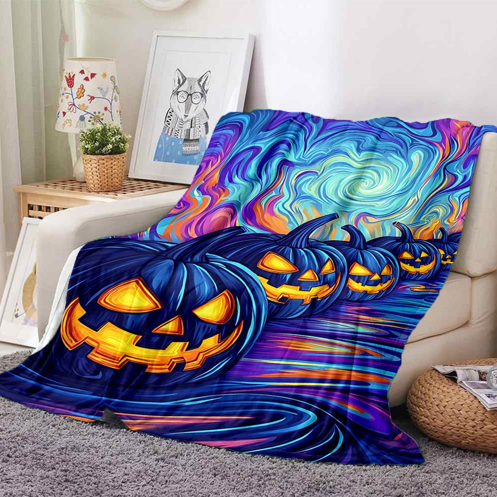 1 Stück Halloween Kürbisse Decke Leichte Flanelldecke Überwurfdecke für Sofa, Bett, Reisen, Camping, Wohnzimmer, Büro yy251015170