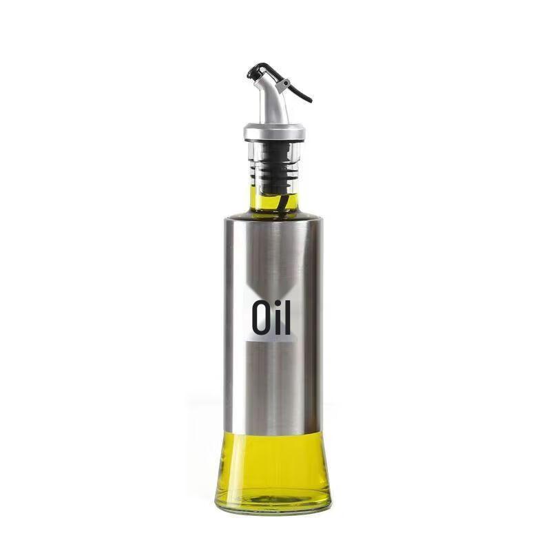 Jing Qing Fu Stainless Steel Glass Oil & Vinegar Dispenser Set