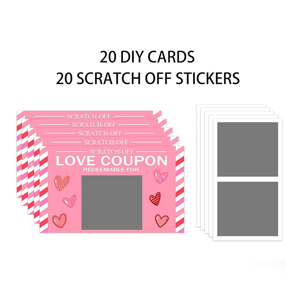 20pcs Valentine s Day Game Scratch Cards DIY Couple Dating Card Game for Romantic Valentine s Day,Couples  Daily Activities Game розовый