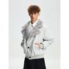Cabbage Coke American Retro Faux Rabbit Fur Collar Cotton Jacket for Men and Women, Winter Casual Blended Warm Coat