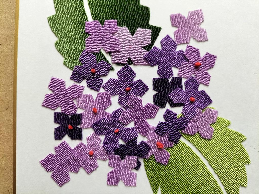 Collage Colored Paper Handmade Kit Chirimen Collage "Hydrangea"