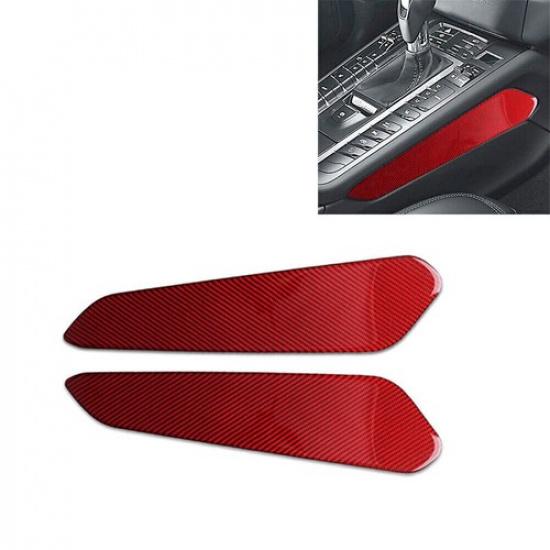Red Carbon Fiber Gear Shift Panel Side Decal Trim Cover For Porsche Macan 15-19