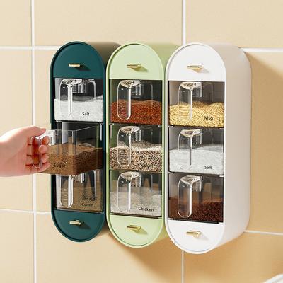 Caja de condimentos Estante de almacenamiento de cocina para el hogar Combinación de sal MSG y condimentos Botella de condimentos Frasco Colgante de pared Sin perforaciones