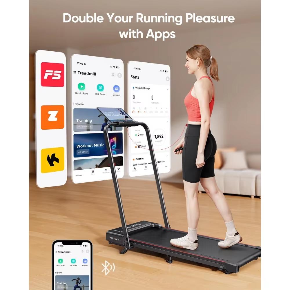 New Toputure TP4 4in1 Faltbares Laufband, 12km/h, 9% Neigung, 2,5 PS Motor, Fernbedienung & LED Display, Platzsparend for Home & Office