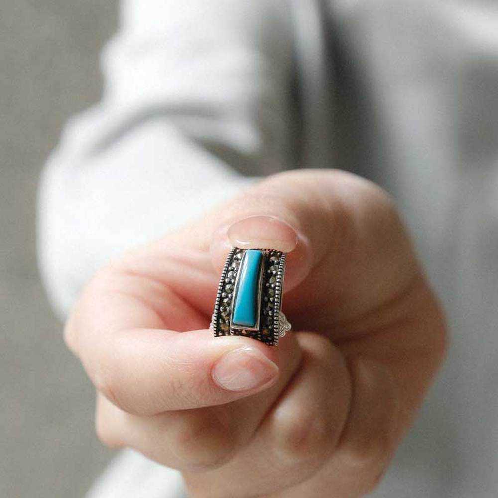 Bydaisy Turquoise Volume Pendant Gemstone Silver Necklace Bn0556