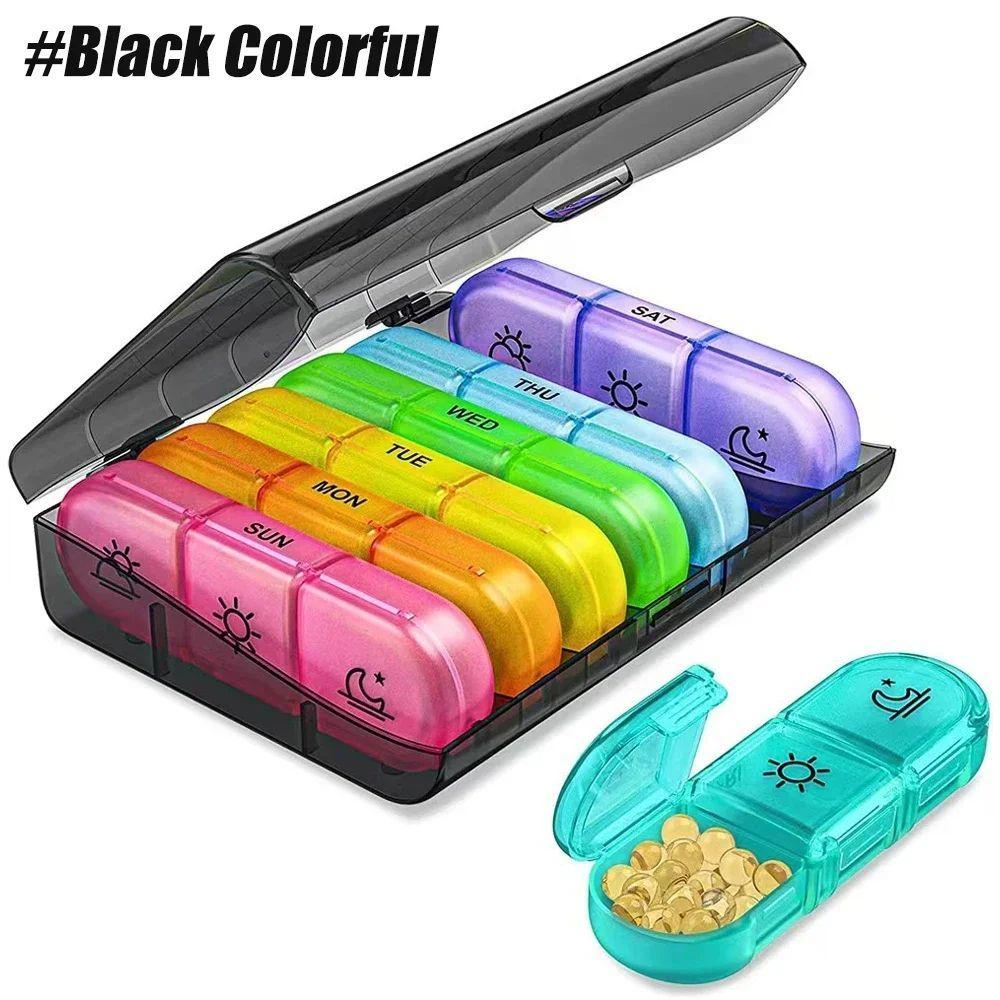 Portable Medicine  Storage Box 7-Day Travel Pillbox 21 Compartments With  Compartments Waterproof And Dustproof