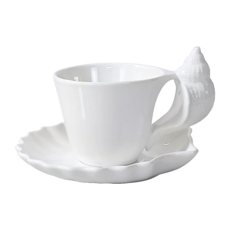 Shangqi Conch Ceramic Coffee Cup and Saucer