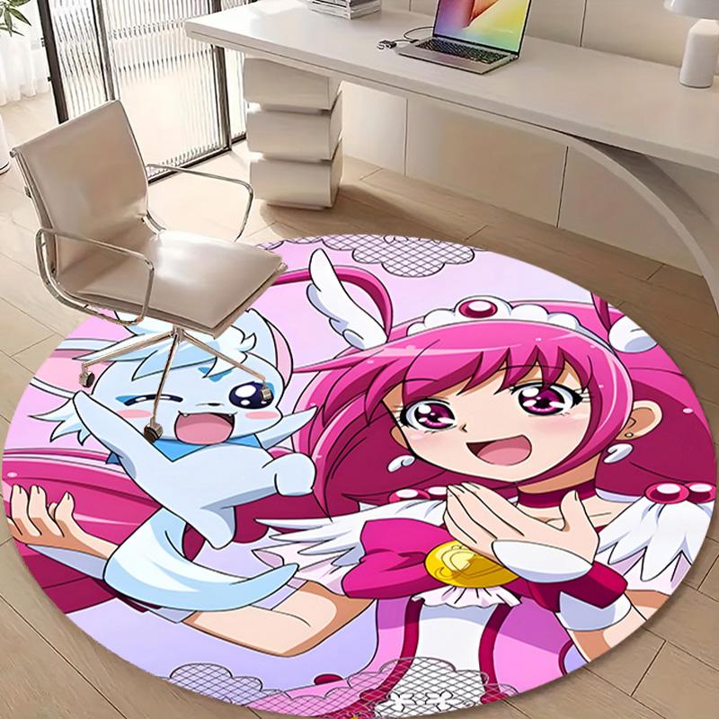 1pc Pretty Cure2 Design Printed Area Round Carpet for Bedroom Living Room Home Decor Rugs Mat Non Slip Mat Rug for Bedside