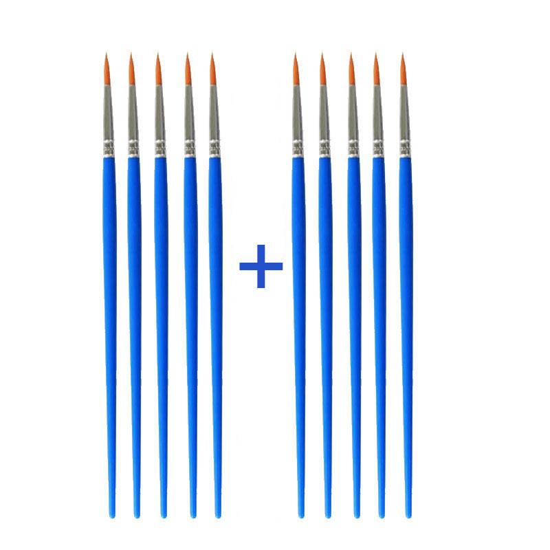 10pcs DIY Artist Paint Brushes for Kids Round Flat Miniature Nylon Hair Acrylic Watercolor Gouache Art Kits