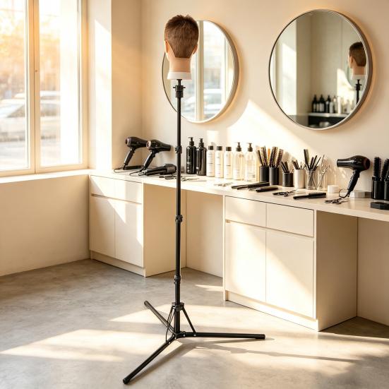 Wig Head Display Stand 0.5/1.6M Mannequin Stand, Height Adjustable Hair Perming Training Tripod for Cosmetology, Hairdressing Training, Styling Holder