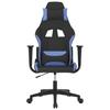 Gaming Chair with Massage Function Black and Blue Fabric