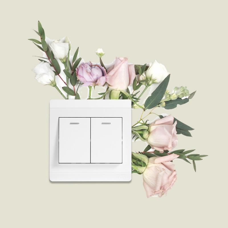 Kg189 Painted Green Plants Flowers Bedroom Living Room Entrance Hall Switch Stickers for Home Beautification