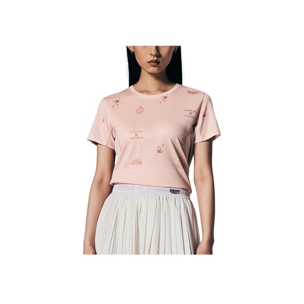 Saucony Nathan Bell Series Fashion Simple Pullover Short Sleeve T-Shirt Women Tops Pink SA1259ST42C-PR244